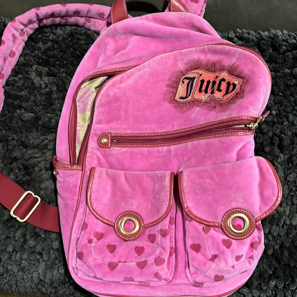 Ultra Rare Vintage Y2K Juicy Couture Pink Velour Backpack EUC
